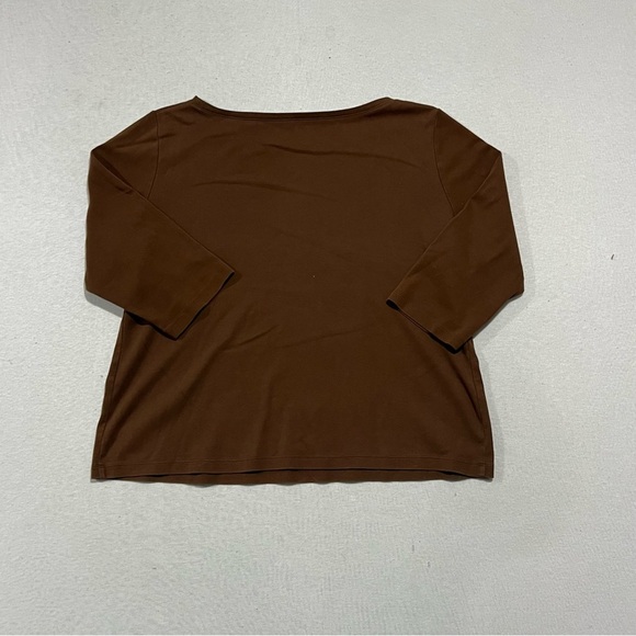 Talbots Women Brown Top  3/4 Sleeve Casual Size Pima Cotton 1X - Picture 2 of 7